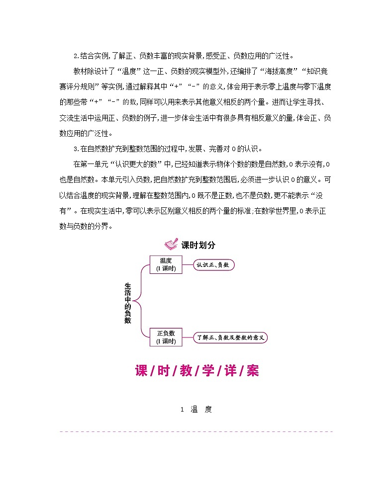 【单元教案】北师大版数学四年级上册--第7单元  生活中的负数 教案（65页）03