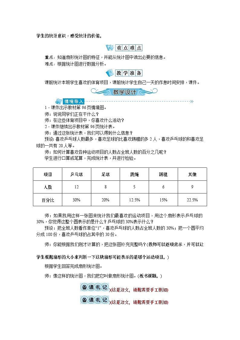 【单元教案】人教版数学六年级上册-第七单元：扇形统计图（教案）02