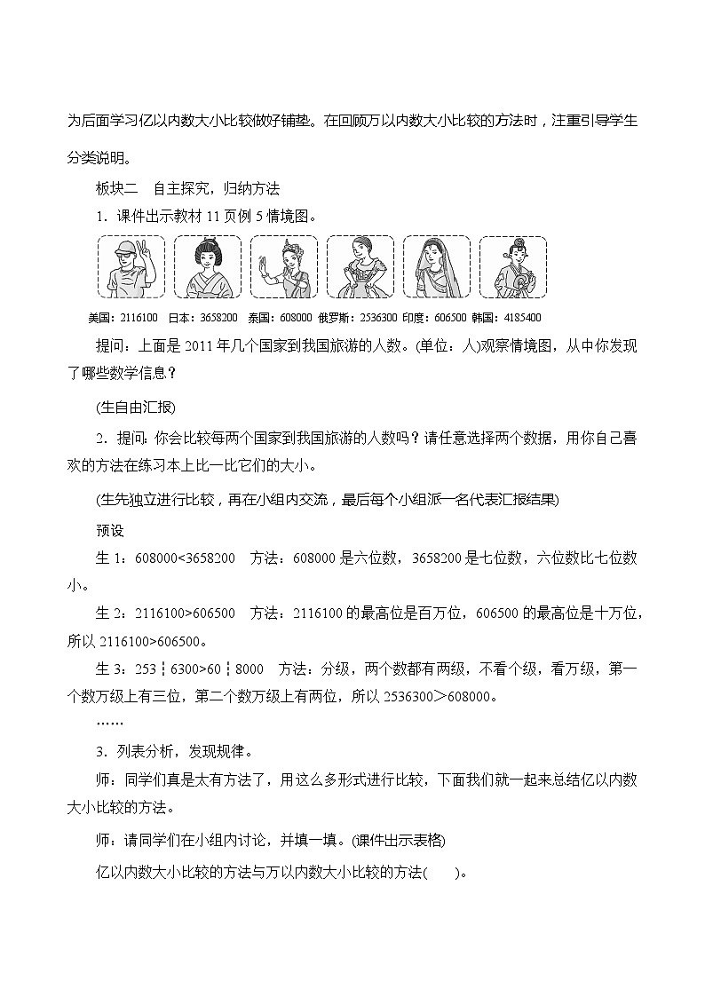 【同步教案】人教版数学四年级上册--1.2.1《亿以内数的大小比较》教案（含反思）02