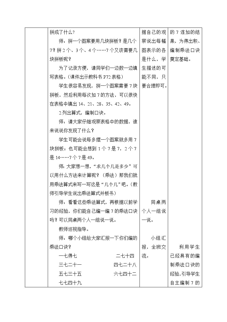 【核心素养】人教版小学数学二年级上册 第六单元 6.1《7的乘法口诀》   教案（含教学反思）第3页