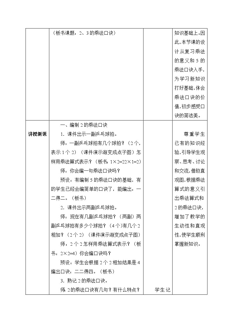 【核心素养】人教版小学数学二年级上册 4.4《2、3的乘法口诀》   课件+教案+同步分层作业（含教学反思和答案）02
