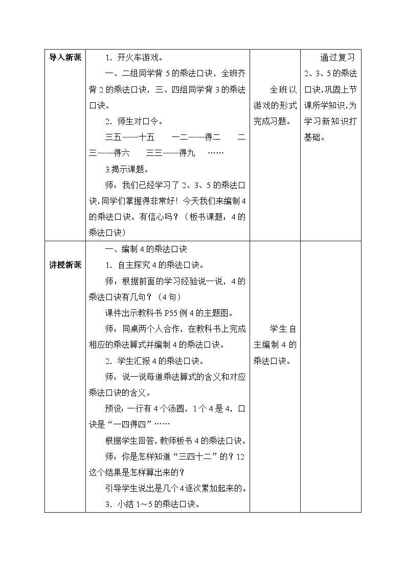 【核心素养】人教版小学数学二年级上册 4.5《4的乘法口诀》   课件+教案+同步分层作业（含教学反思和答案）02