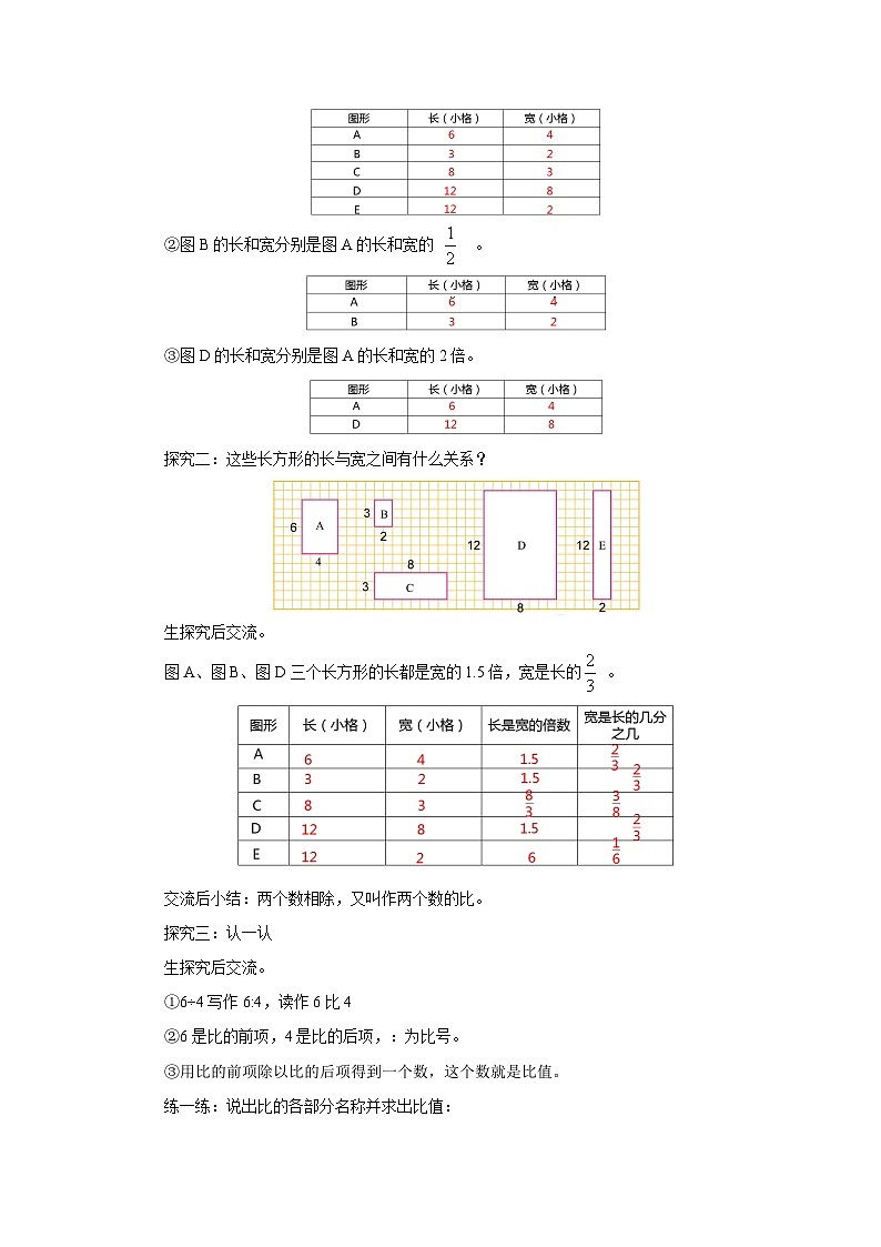 【同步教案】北师大版数学六年级上册--6.1生活中的比  教案02
