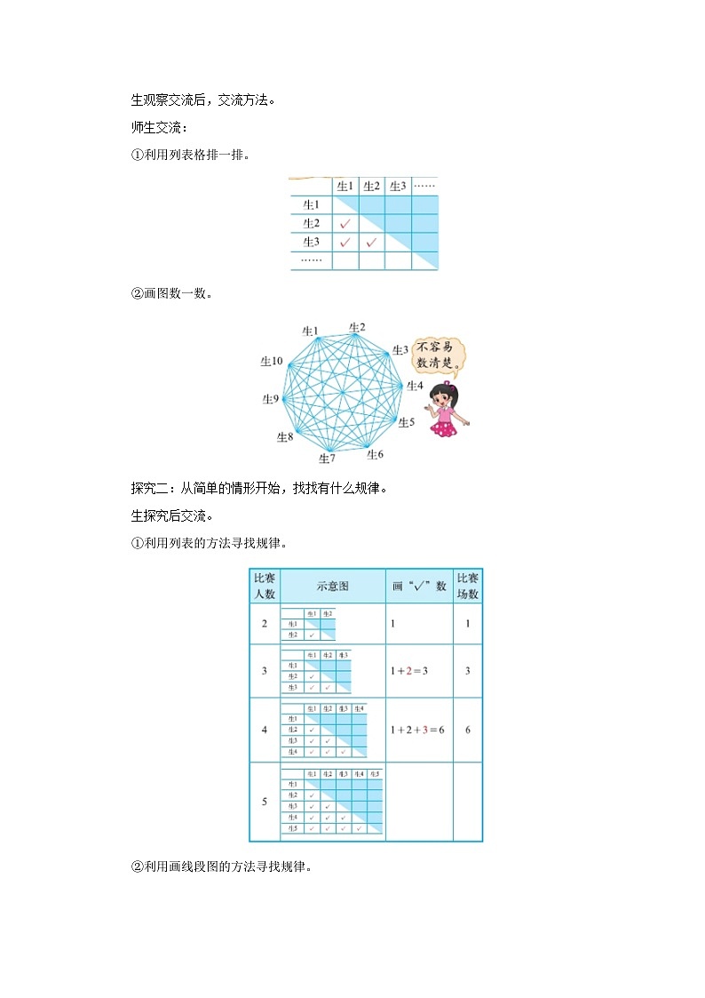【同步教案】北师大版数学六年级上册--6.8比赛场次  教案02