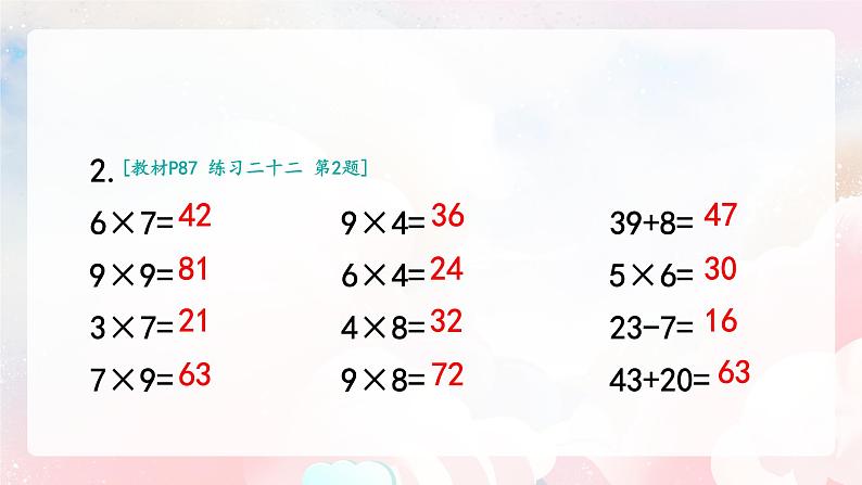 【核心素养】人教版小学数学二年级上册 6.7《整理与复习》   课件+教案+同步分层作业（含教学反思和答案）08