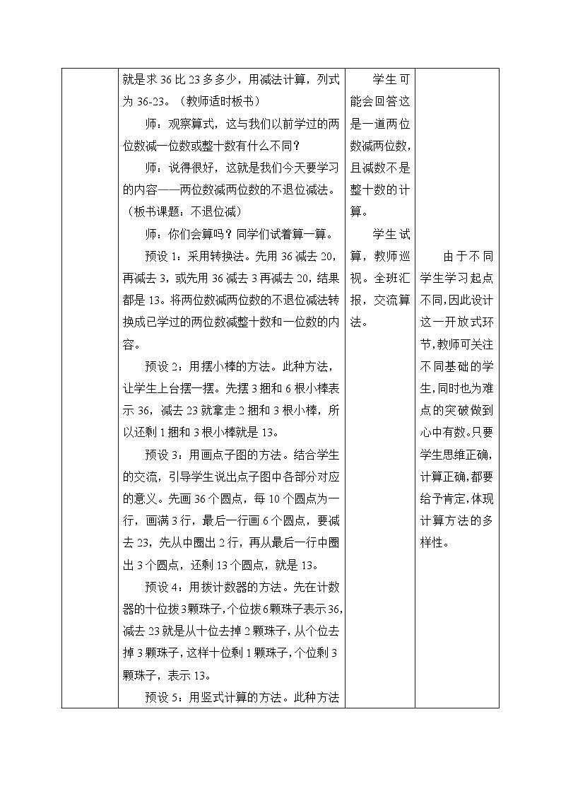 【核心素养】人教版小学数学二年级上册 第二单元 2.5《两位数减两位数不退位笔算》   教案（含教学反思）第3页
