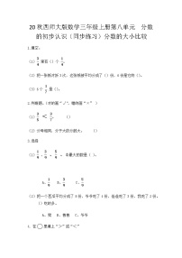 小学数学西师大版三年级上册1.分数的初步认识精品课堂检测