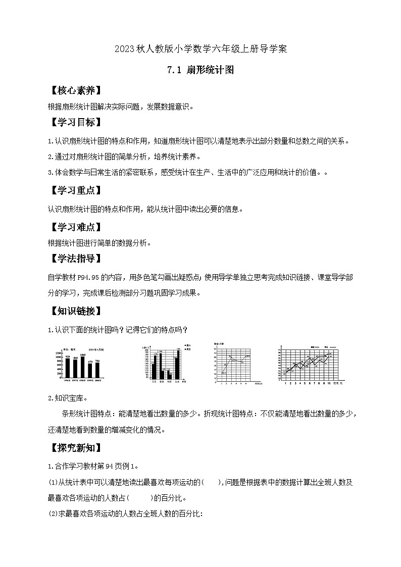 【核心素养】人教版六年级上册-7.1 扇形统计图-课件+教案+学案+分层作业（含教学反思和答案）01