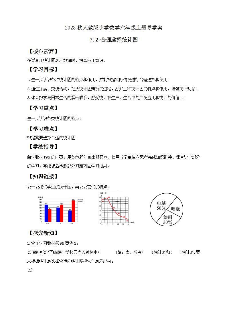 【核心素养】人教版六年级上册-7.2 合理选择统计图- 课件+教案+学案+分层作业（含教学反思和答案）01