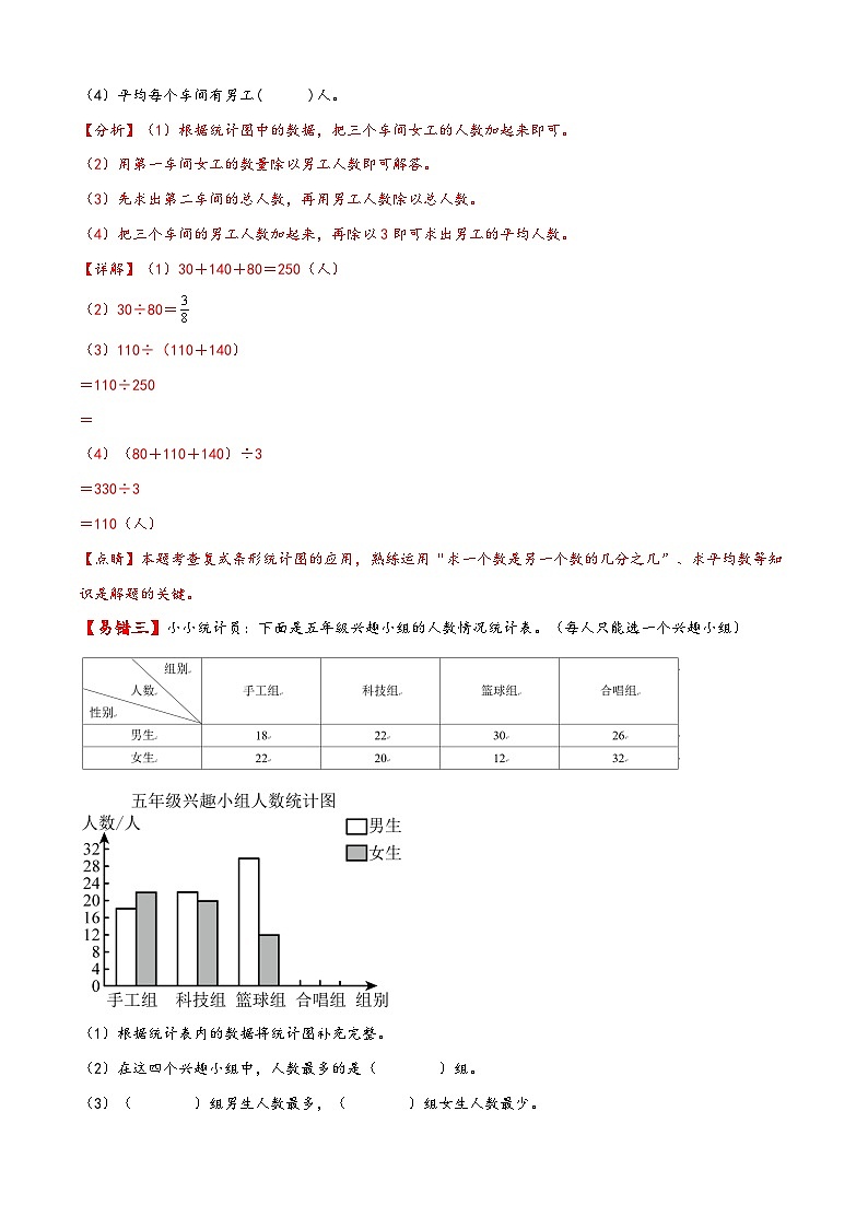【易错精编讲义】北师大版数学五年级下册：第14讲《复式条形统计图》知识梳理讲义+易错练习03