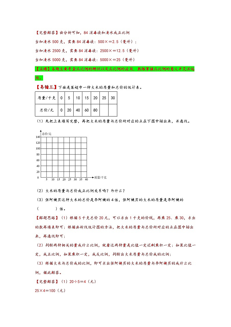 【易错精编讲义】北师大版数学六年级下册：第8讲《正比例》知识梳理讲义+易错练习03