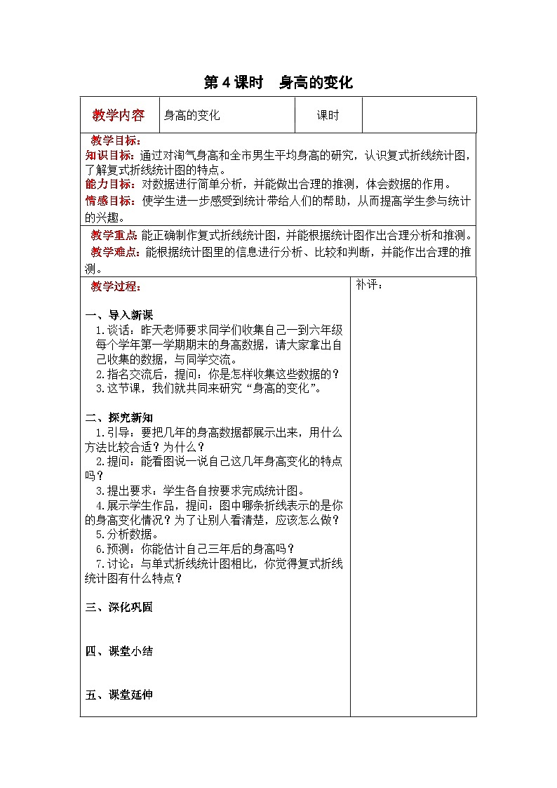 第4课时  身高的变化第1页