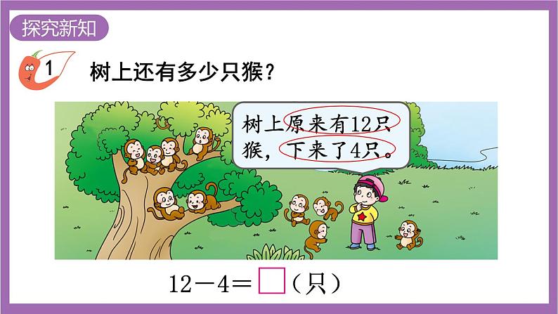 西师大版数学一年级上册6.2 12，13减几 课件第3页