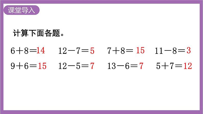 西师大版数学一年级上册6.3 14，15减几 课件第2页