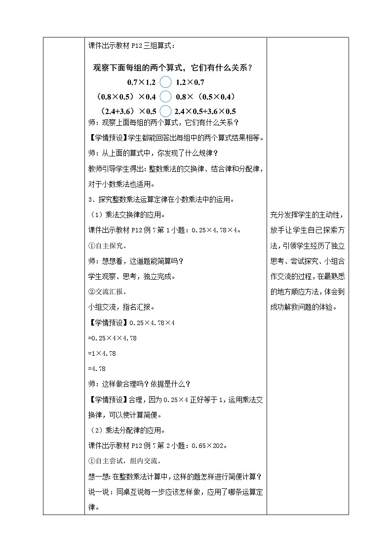 【核心素养】人教版数学五年级上册-1.6 整数乘法运算定律推广到小数 课件+教案+学案+分层作业（含教学反思和答案）02