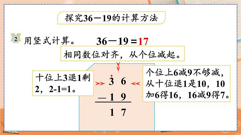 第二单元  100以内的加法和减法（二）  2.2.2 两位数减两位数（退位）笔算 人教数2上【课件+教案+习题】07