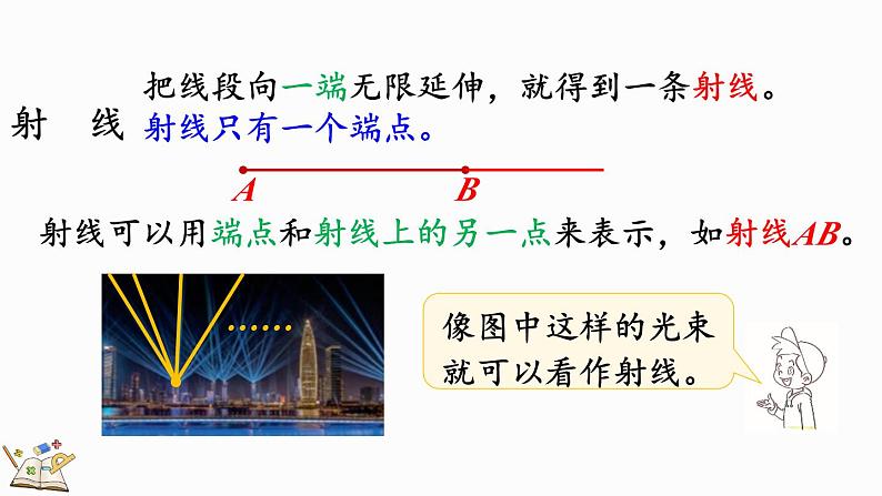 人教版四年级数学上册课件 3-1 认识线段、直线、射线、角08