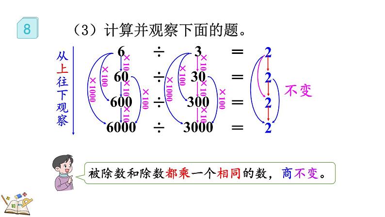 人教版四年级数学上册课件 6-2-11 商不变的规律07