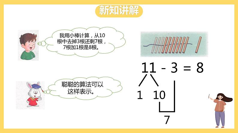 冀教版数学一上 9.2《11减几的退位减法》 课件+教案05