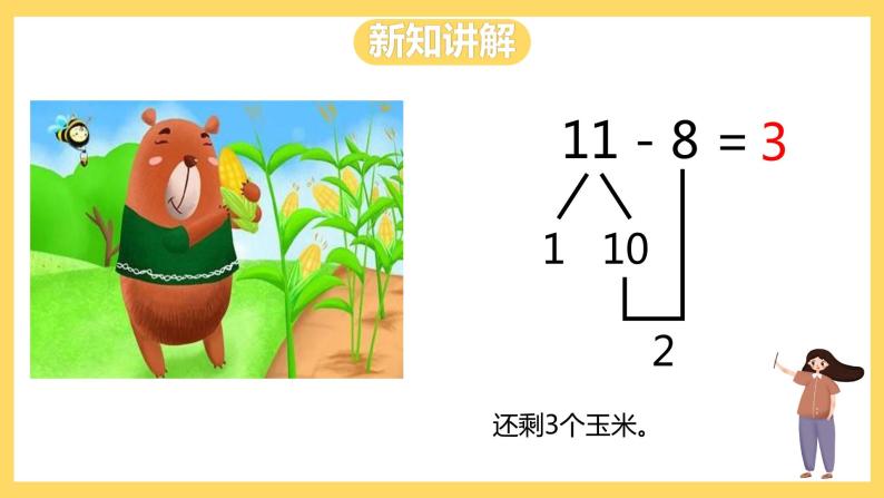 冀教版数学一上 9.2《11减几的退位减法》 课件+教案08