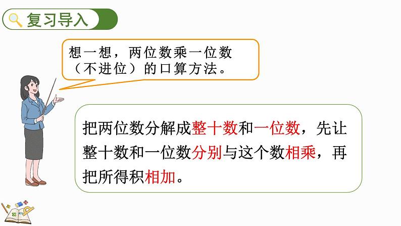 人教版数学三年级上册6.2.1 两、三位数乘一位数（不进位）的笔算（课件）第3页