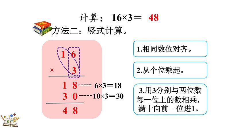 人教版数学三年级上册6.2.2 两、三位数乘一位数（一次进位）的笔算（课件）第7页