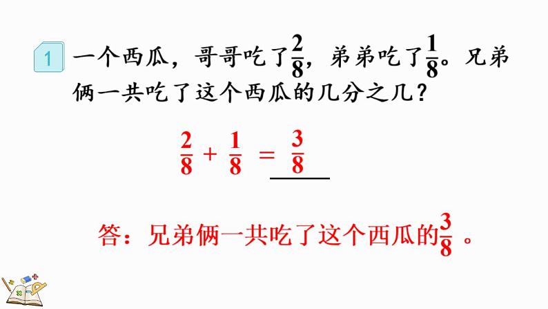 人教版数学三年级上册8.2.1 同分母分数的加、减法（课件）06