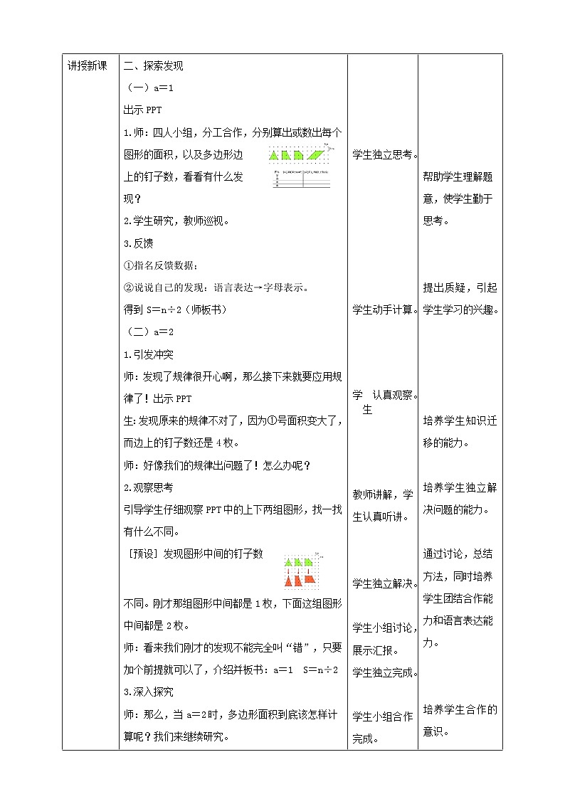 8.3《钉子板上的多边形》—苏教版小学数学五年级上册教学设计02