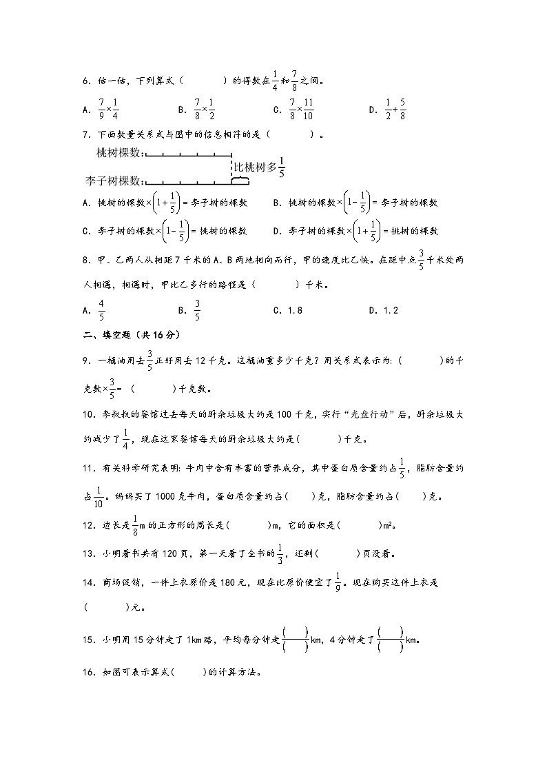 第一单元  分数乘法（提升卷）-2023-2024学年六年级数学上册重难点易错题之讲练测（人教版）第2页