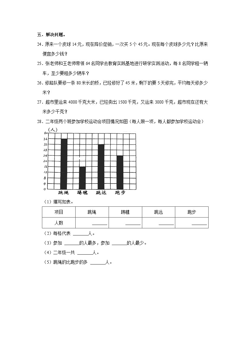 河南省信阳市光山县2022-2023学年二年级下学期期末数学试卷第3页
