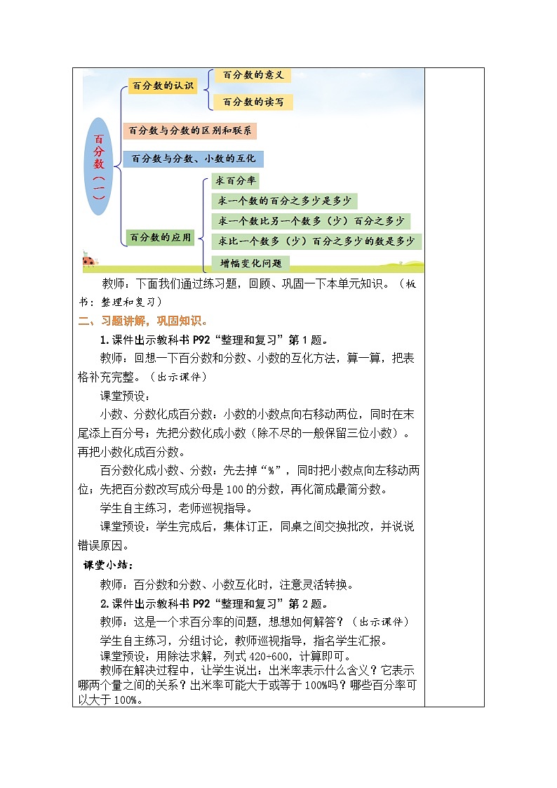 6.9 整理和复习（教案）人教版六年级上册数学02