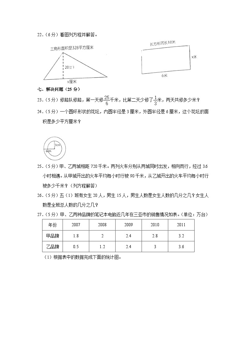 海南省省直辖县级行政单位五指山市2022-2023学年五年级下学期期末数学试卷03