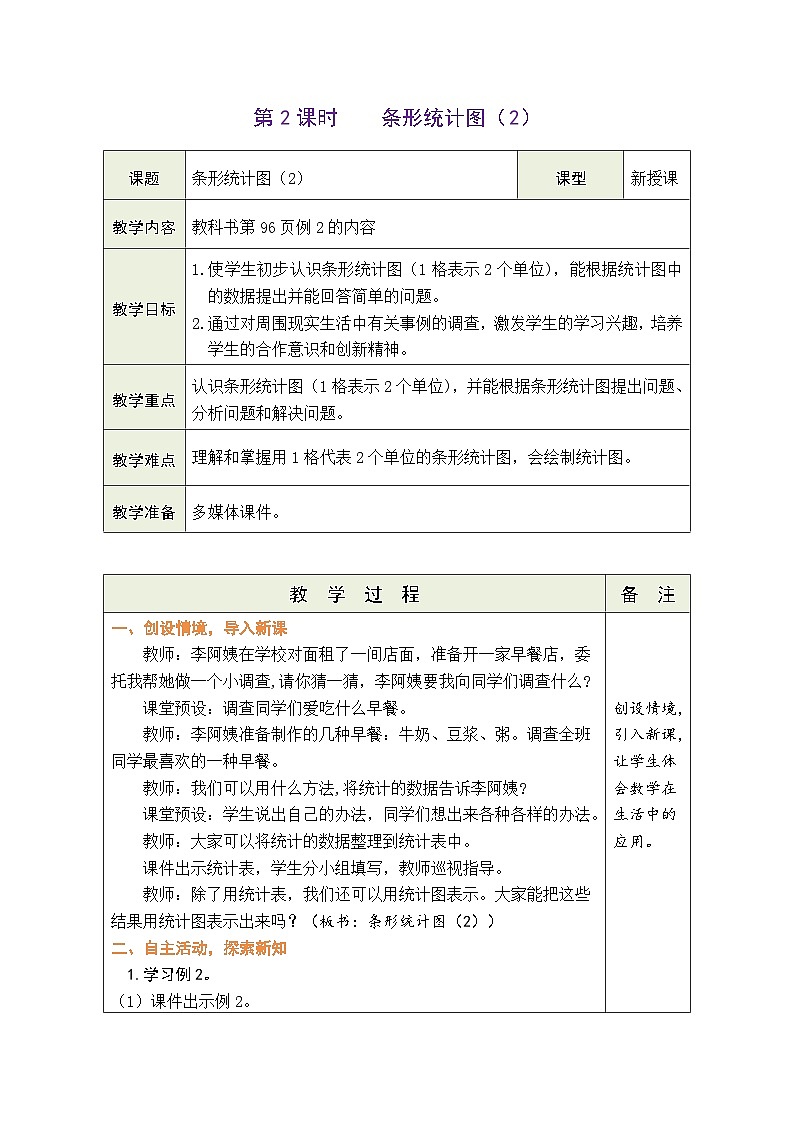 7.2 条形统计图（2）（教案）人教版四年级上册数学第1页