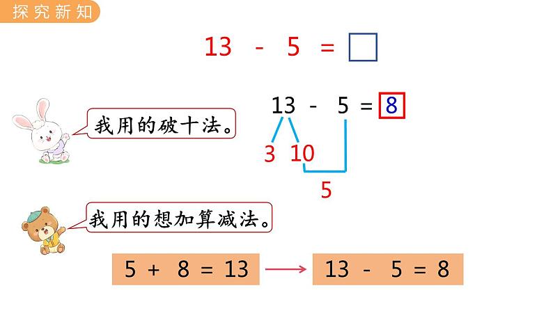 冀教版一年级数学上册课件 9.4  13、14减几的减法第4页