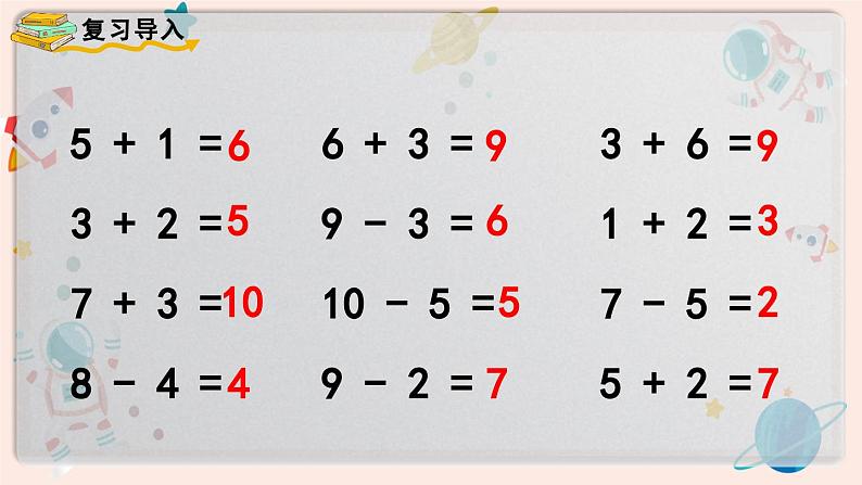 【最新教材插图】人教版小学一年级数学上册第五单元第九课时《连加 连减》精品课件第2页