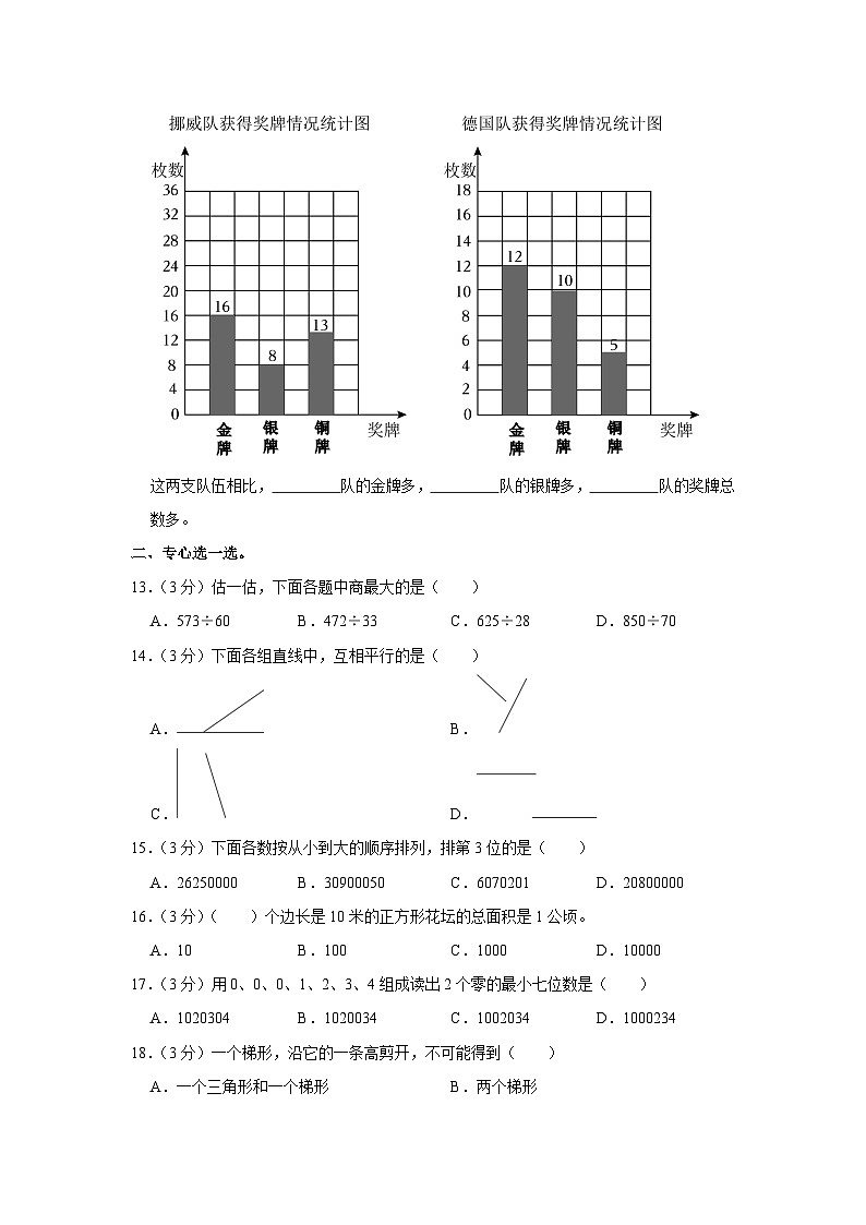 河北省邢台市沙河市2022-2023学年四年级上学期期末数学试卷第2页