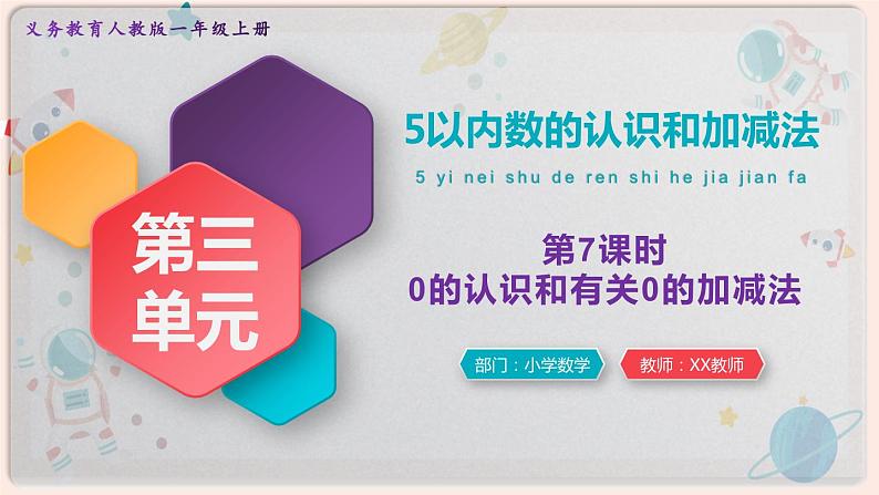 【最新教材插图】人教版小学一年级数学上册第三单元第七课时《0的认识和有关0的加减法》精品课件第1页