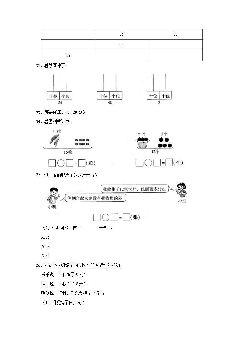河南省驻马店市上蔡县和店镇2022-2023学年一年级下学期期中数学试卷03