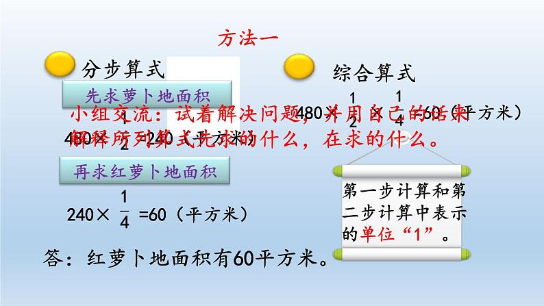 小学数学人教版六年级上册1.9 连续求一个数的几分之几是多少的问题教学课件（2023秋）第6页