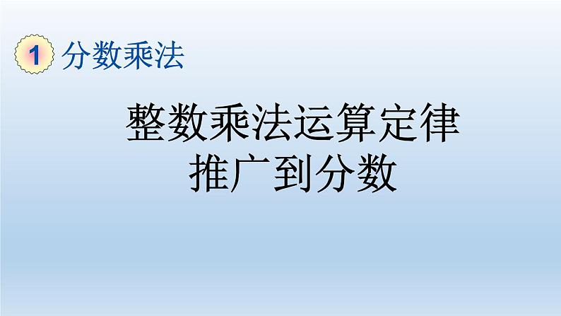 小学数学人教版六年级上册1.7 整数乘法运算定律推广到分数教学课件（2023秋）第1页