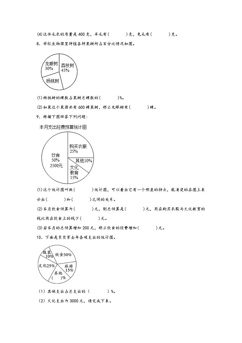 第七单元  扇形统计图（易错题专项）-2023-2024学年六年级数学上册重难点易错题之讲练测（人教版）第3页