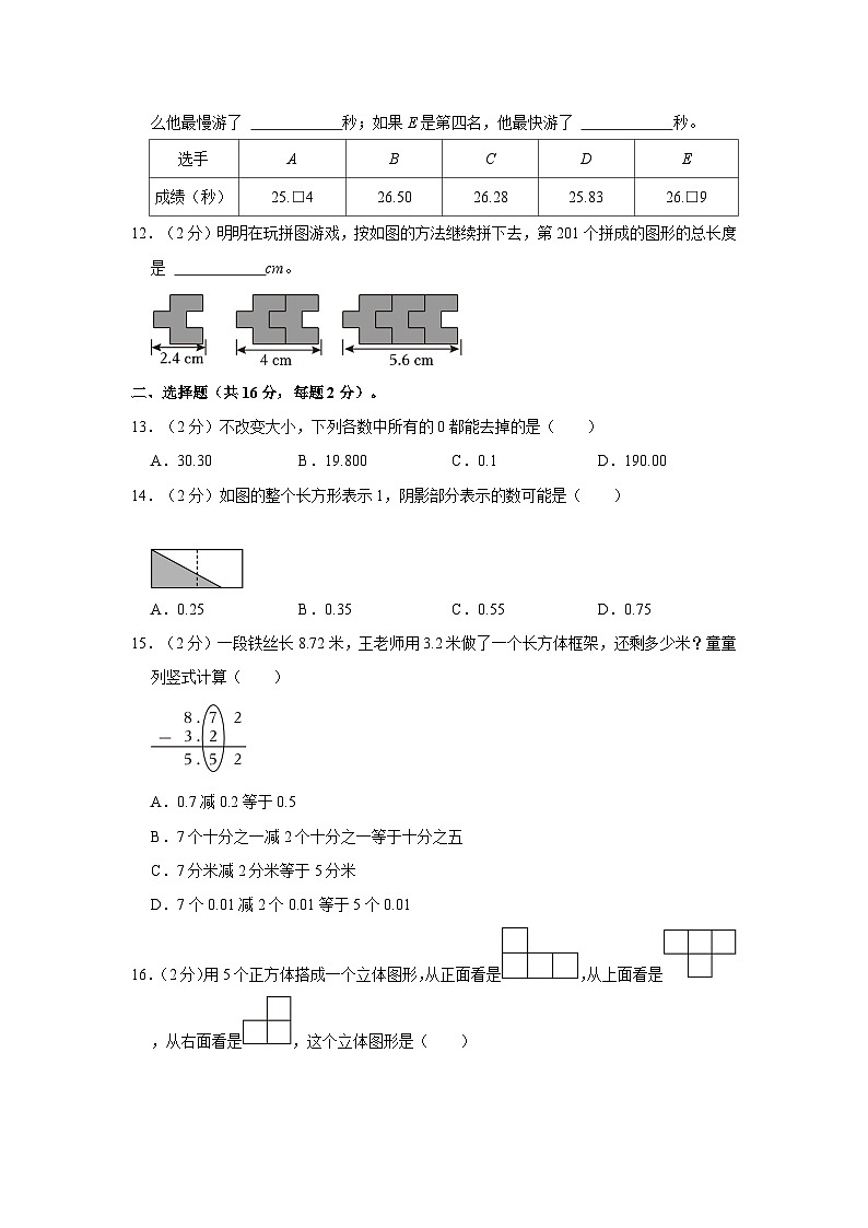 2022-2023学年浙江省绍兴市柯桥区四年级下学期期末数学试卷（含解析）02