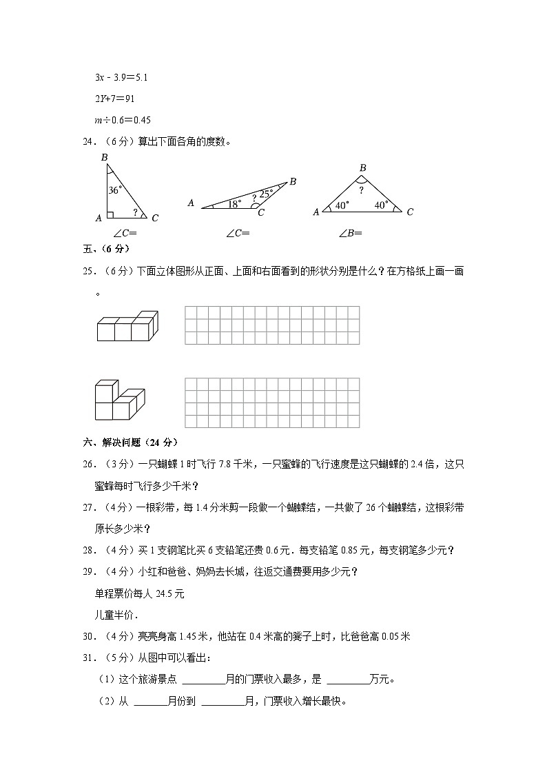 安徽省阜阳市太和县2022-2023学年四年级下学期期末数学试卷第3页