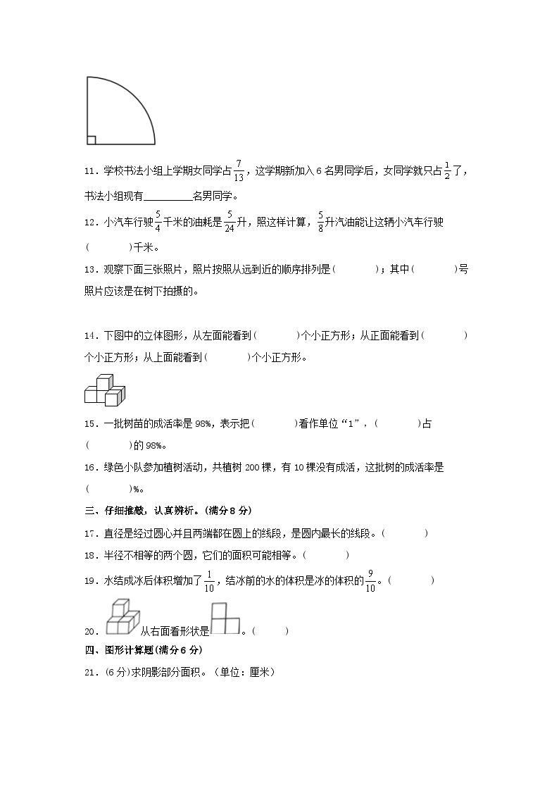 【期中模拟】北师大版数学六年级上册-期中模拟试卷（4）（含答案）02