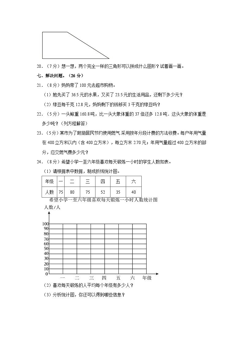 陕西省渭南市大荔县2022-2023学年四年级下学期期末数学试卷.1第3页
