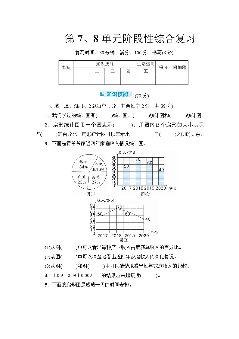 人教版六年级数学上册第7、8单元阶段性综合复习第1页