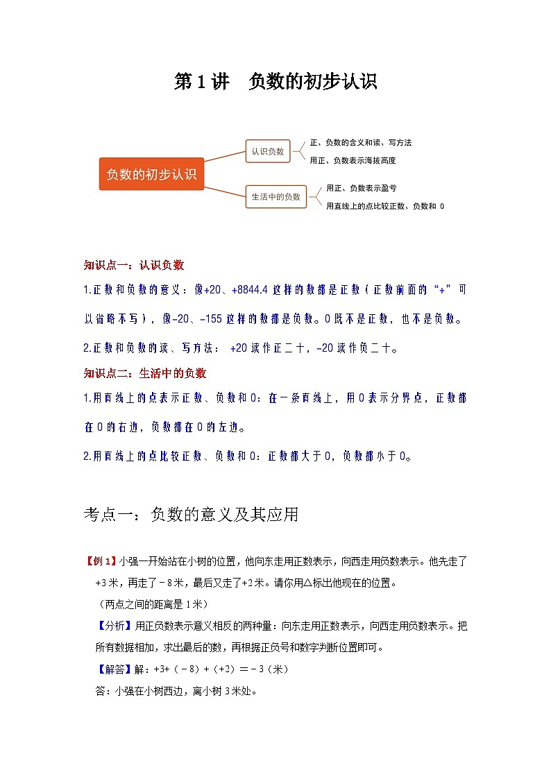 【单元复习】苏教版数学五年级上册--第1讲《负数的初步认识》知识点+考点讲义（教师版+学生版）.zip01