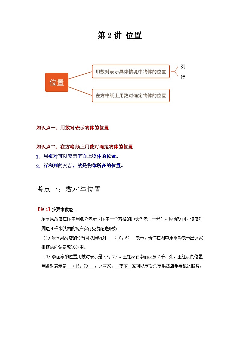 【期中复习】人教版数学五年级上册--第2讲《位置》知识点+考点讲义（教师版+学生版）.zip01