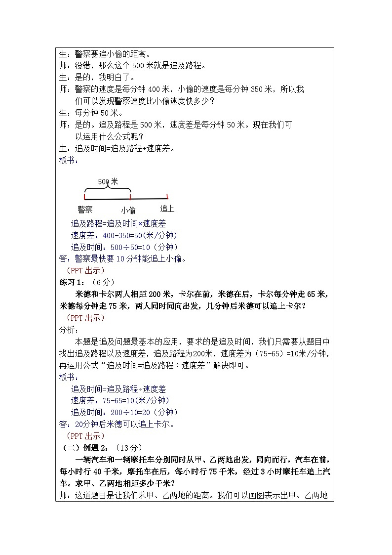 奥数五年级上册 第6讲：追及问题 课件+教案02