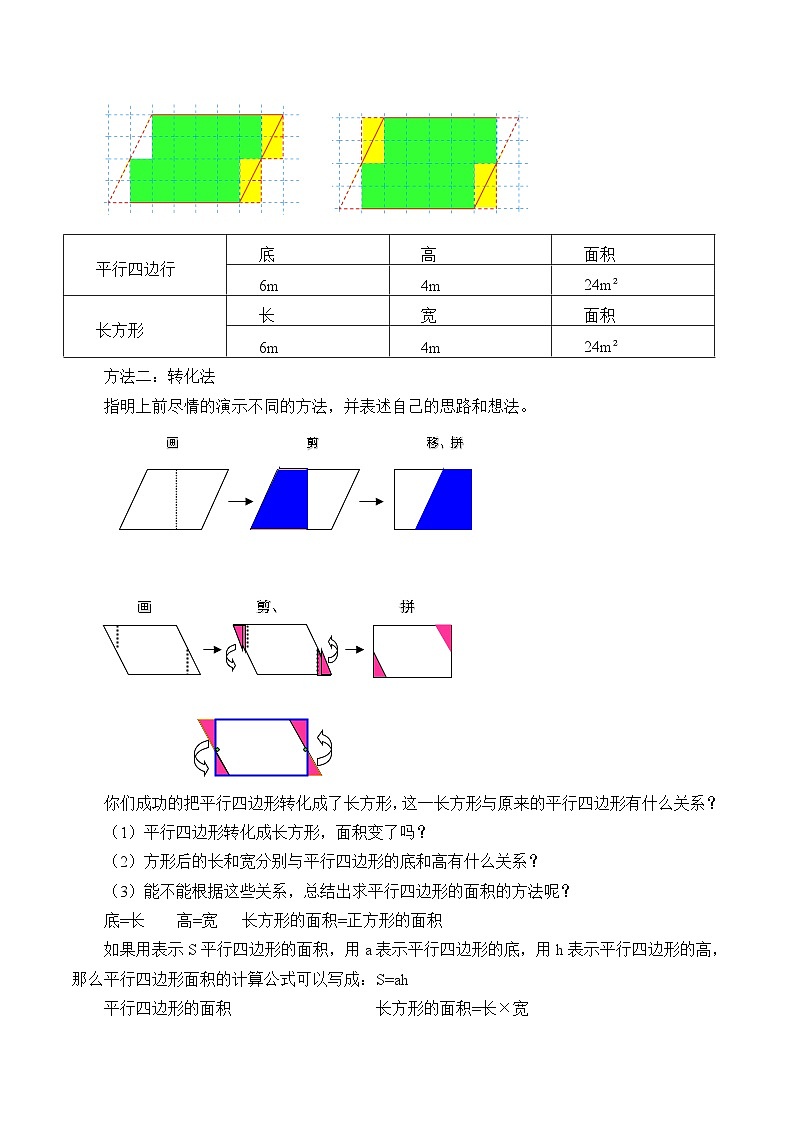 五年级数学上册-4.12平行四边形的面积_教案 浙教版第2页